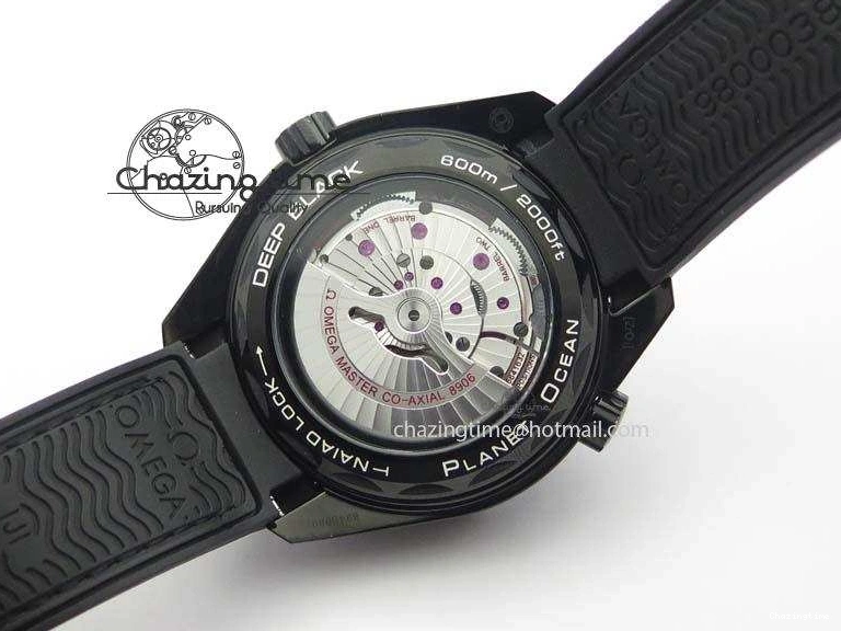 0705 ComfortFit Planet Ocean 45mm GMT DLC JHF Best Edition Black Dial On Rubber Strap A 8194